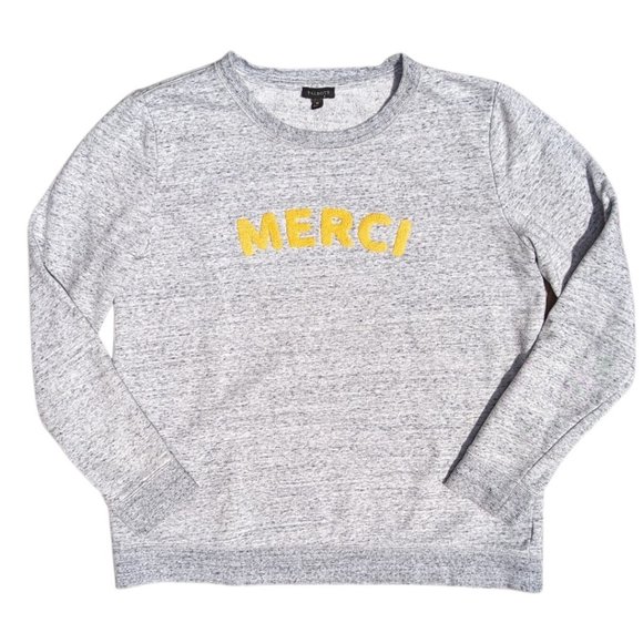 Talbots Tops - Talbots 'Merci' (Thank you) Heather Grey Crew Neck Sweatshirt - Sz Med